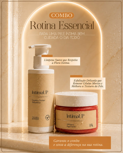 Combo Rotina Essencial IntimaUP: Sabonete Íntimo Prebióticos 200ml e Esfoliante Sugar Scrub 150g